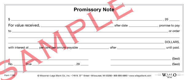 1102 Promissory Note Pad