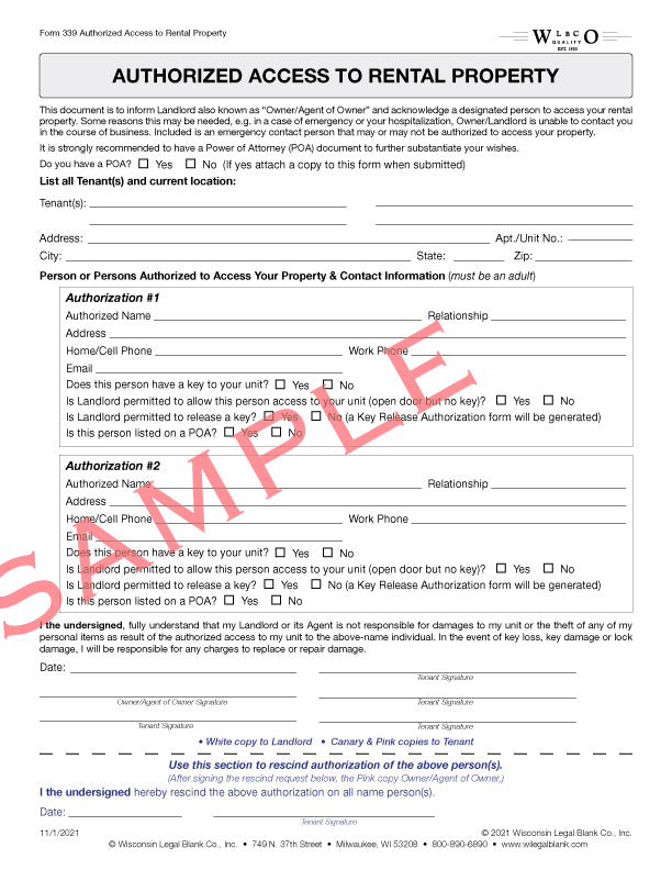 Wisconsin Legal Blank