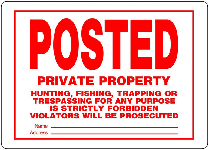 Posted Private Property 10 x 14 Aluminum Sign