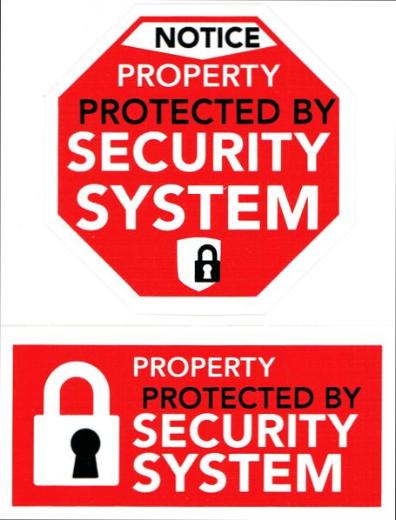 Notice Property Protected by Security System 2-Stickers