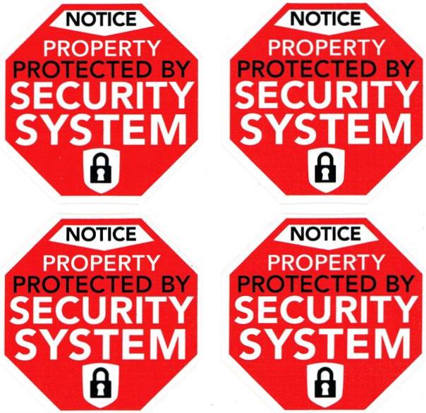 Property Protected by Security System 4-Stickers
