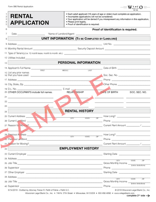 996 Rental Application