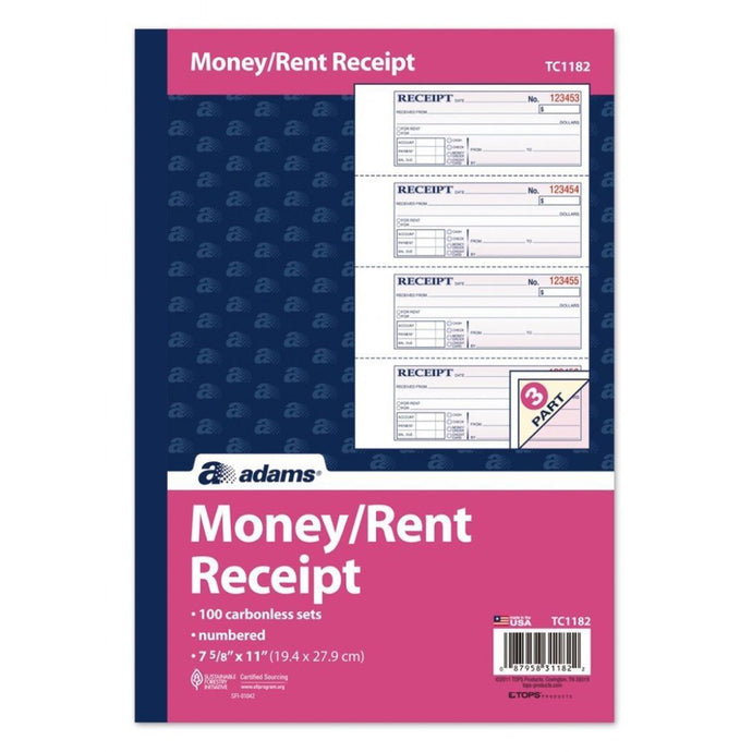 TC1182 Dual Money & Rent Receipt Book