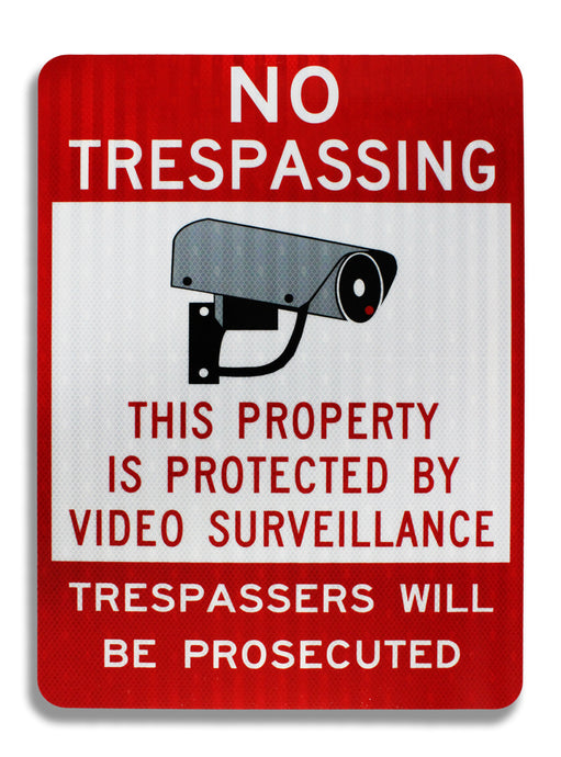No Trespassing Property Protected by Video Surveillance 18 x 24 EGP Aluminum Sign