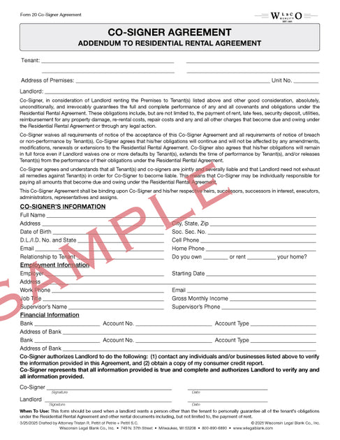 Co Signer Examples 20 Co-Signer Agreement Addendum to Residential Rental Agreement ...