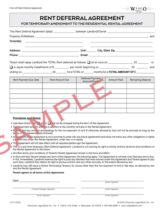 28 Rent Deferral Agreement