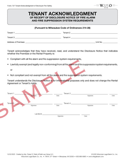727 Tenant Acknowledgment of Receipt of Disclosure Notice of Fire Alar ...