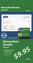 DC2501S Money & Rent Receipt Book in Spanish
