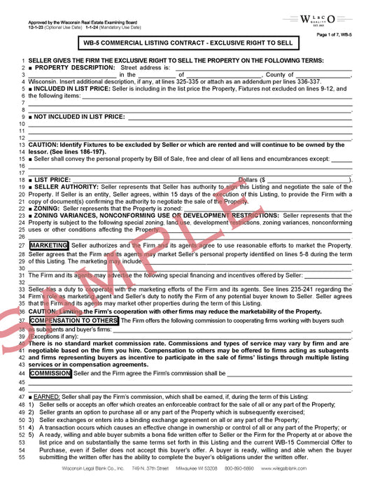 WB-5 Commercial Listing Contract
