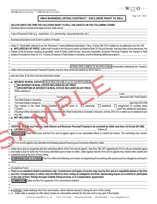 WB-6 Business Listing Contract