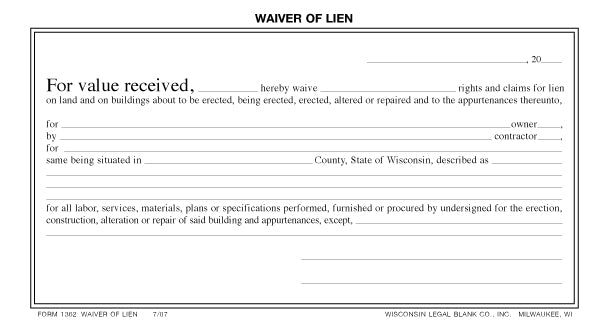 1362 Waiver of Lien