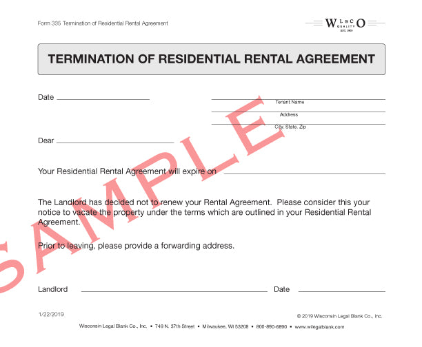 335 Termination of Residential Rental Agreement