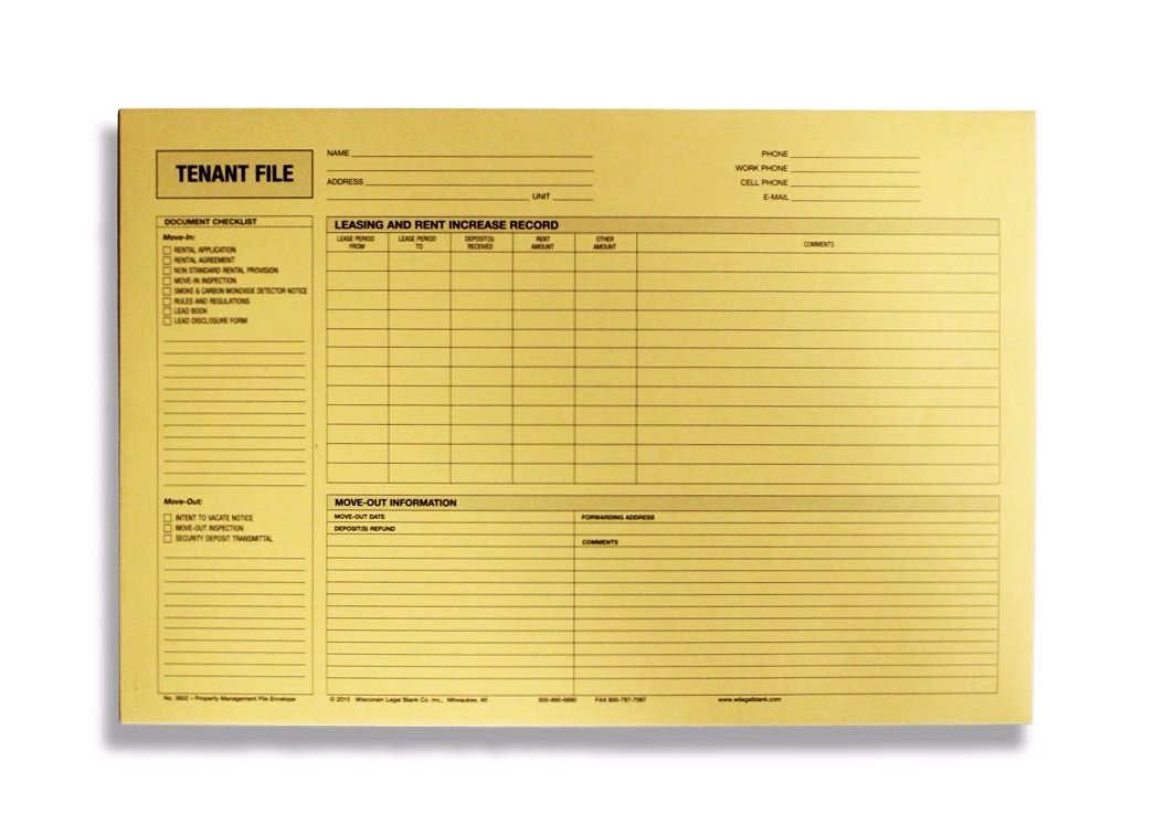 Tenant File Envelope – Wisconsin Legal Blank