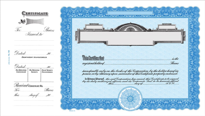 Goes® 720 Blue Panel Stock Certificates