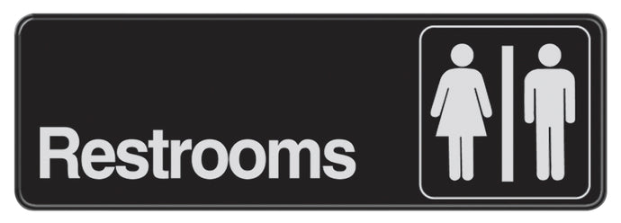 Restrooms 3 X 9 Self Adhesive Sign