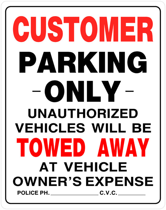 Customer Parking Only 15 x 19 HD PVC Sign