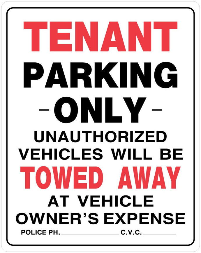 Tenant Parking Only 15 x 19 HD PVC Sign