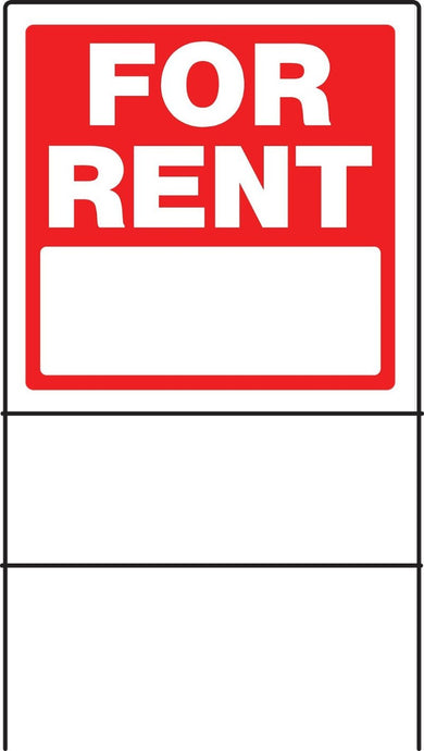For Rent 18 x 18 Heavy PVC Sign on Wire Frame