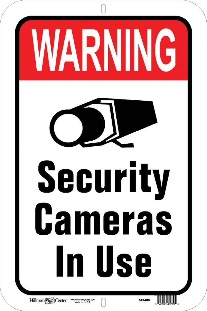 Warning Security Cameras in Use 12 x 18 Aluminum Sign