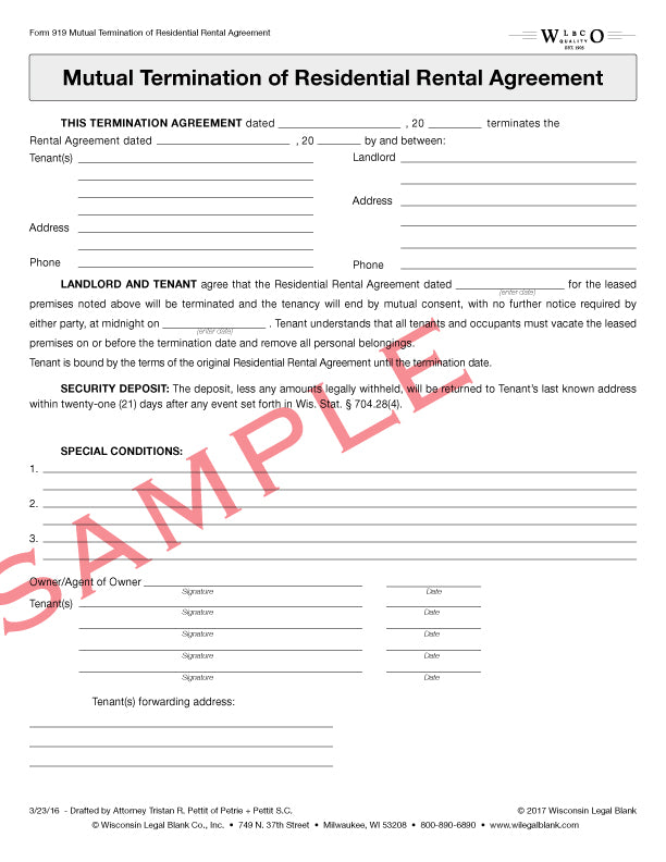 termination of rental agreement template