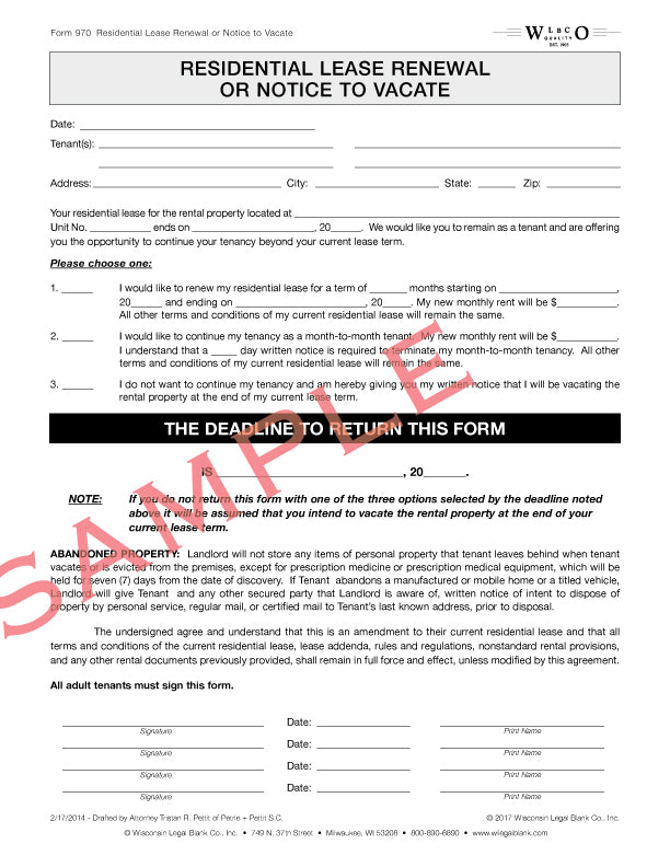 Wisconsin Legal Blank