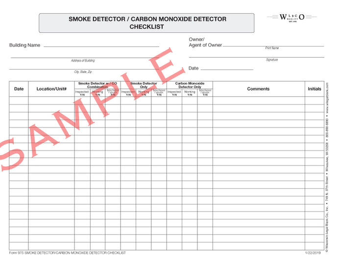 975 Smoke / Carbon Monoxide Detector Checklist