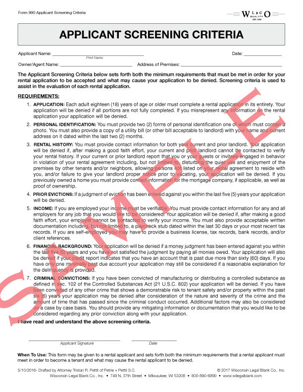 Wisconsin legal blank
