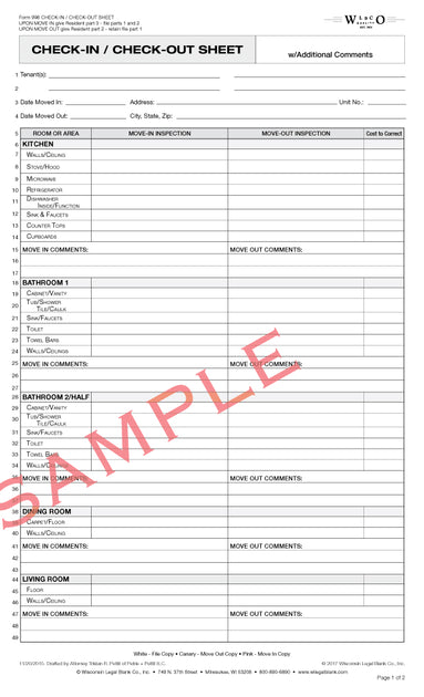 998 Check In/Check Out Sheet with Extra Comment Areas – Wisconsin Legal ...