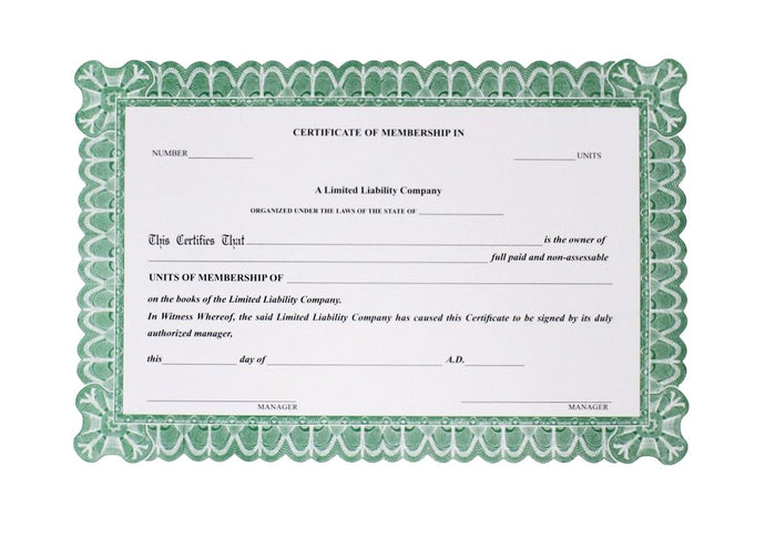 Certificate of LLC Units of Membership
