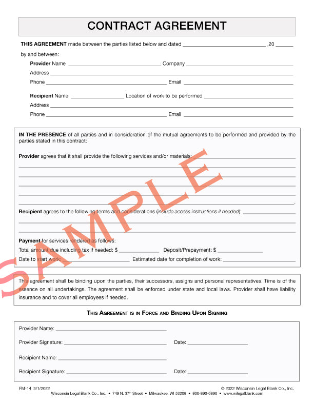 Wisconsin legal blank