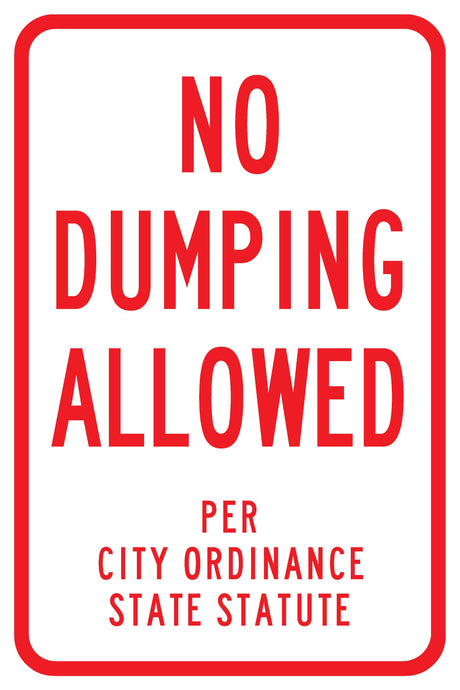 No Dumping Allowed 12 x 18 EGP Aluminum Sign