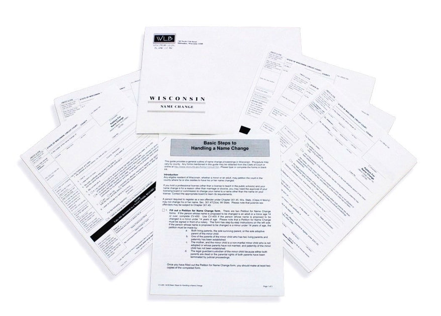 Wisconsin Name Change Kit – Wisconsin Legal Blank