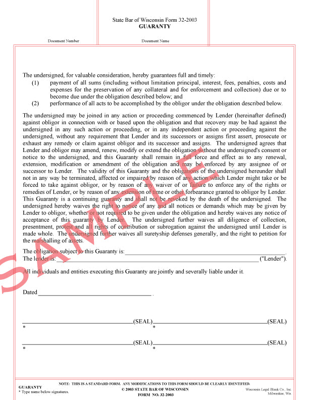 Wisconsin legal blank