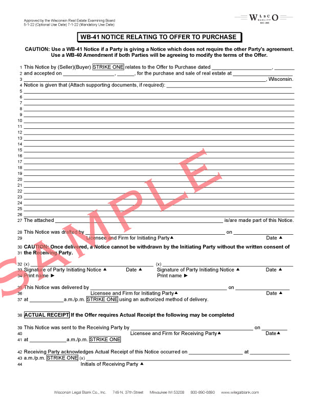 WB-41 Notice Relating to Offer to Purchase