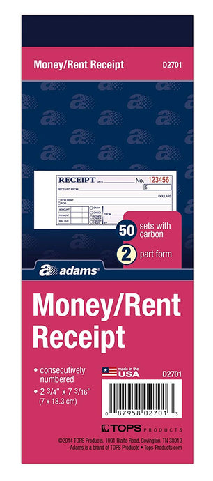 DC2701 Money & Rent Receipt Book
