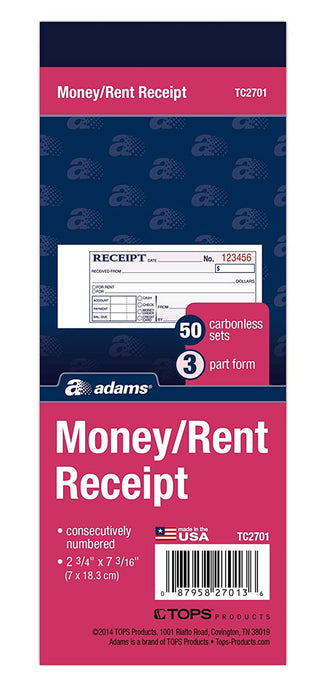 TC2701 Money & Rent Receipt Book